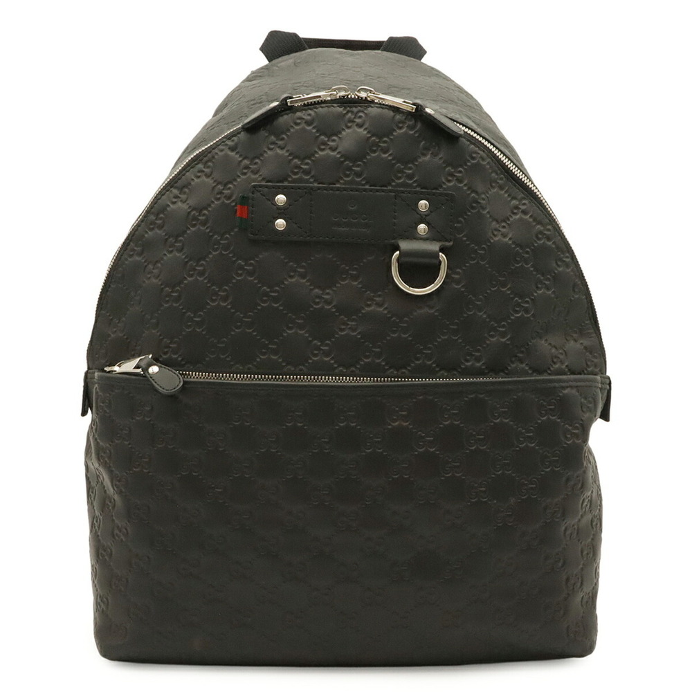 GUCCI Guccissima Backpack Rucksack Daypack Rubber Coated Leather Black 268184